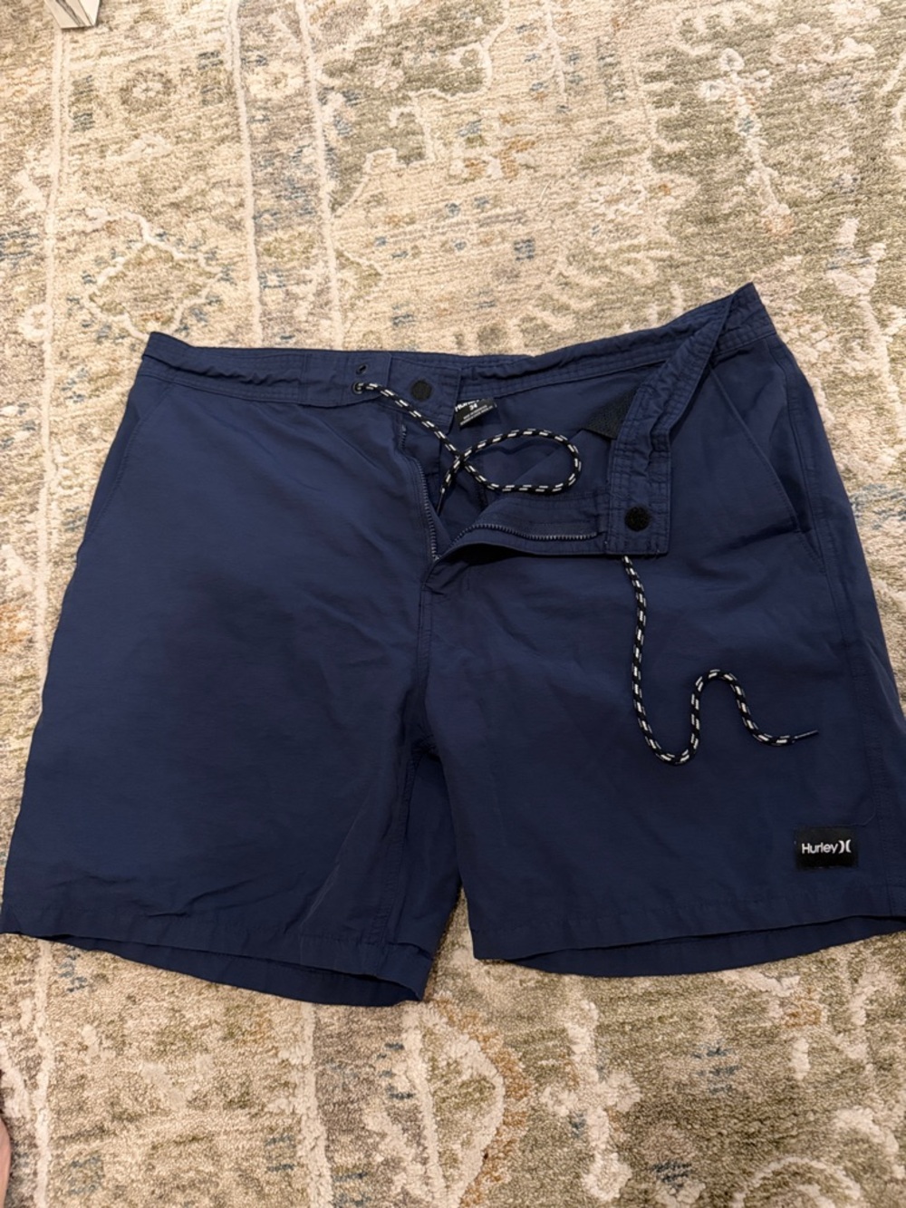 Hurley Navy Blue Men's Board Shorts with Contrast Drawstring